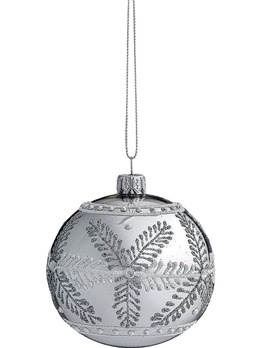 Set of 6 glass Christmas baubles with a glitter pattern and stones