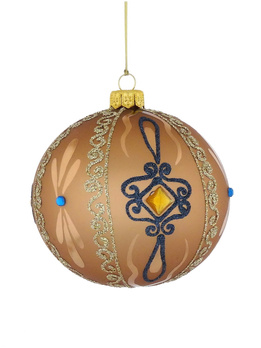 Set of 4 glass Christmas baubles with an ornamental motif