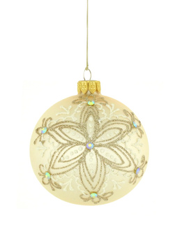 A set of 6 glass Christmas baubles with snowflakes.