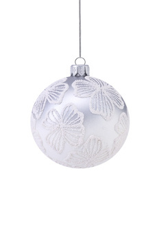 Set of 6 glass Christmas baubles with an ombre effect and flowers