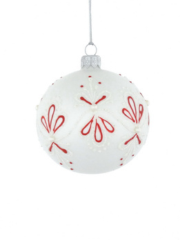 Set of 6 glass Christmas tree baubles with an ornamental motif