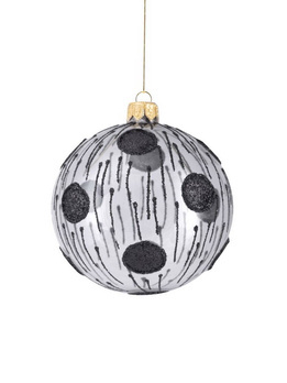 Set of 6 glass Christmas baubles with glitter