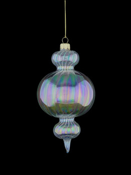 A glass Christmas tree bauble in the form of a chandelier