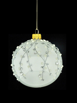 A set of 6 glass Christmas baubles with a branch motif.