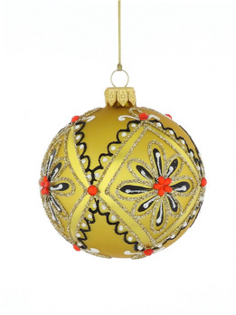 Set of 6 glass Christmas baubles in gold color