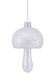 Set of 6 glass mushroom baubles