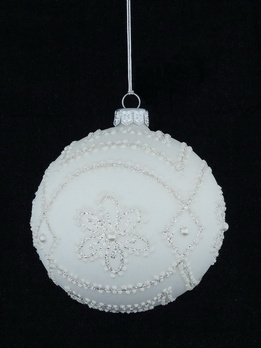 Set of 4 glass Christmas baubles in white