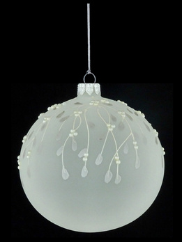 A set of 4 glass Christmas baubles with a branch motif.