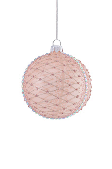 A set of 6 glass Christmas baubles with a geometric pattern