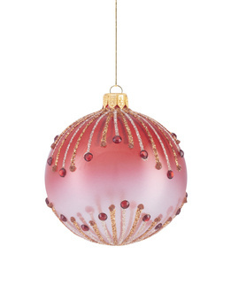 Set of 6 glass Christmas baubles with an ombre effect and pebbles