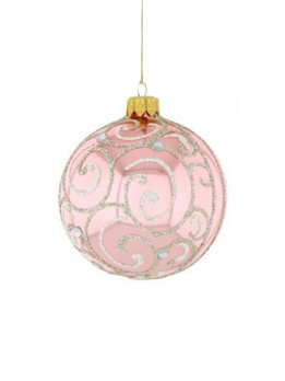 A set of 6 glass Christmas baubles with ornamental decoration