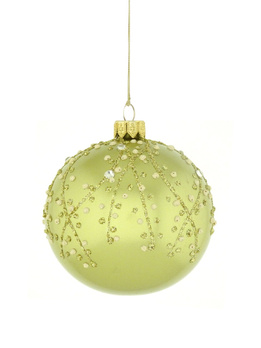 A set of 6 glass Christmas baubles in gold color with a branch motif.