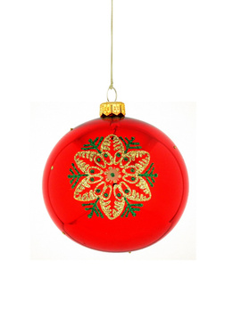 A set of 6 glass Christmas baubles with snowflakes.