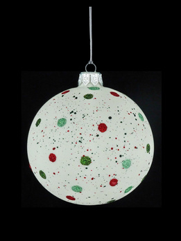 Set of 6 glass Christmas ornaments with a polka dot motif.