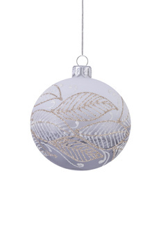  Set of 6 glass Christmas tree baubles with a glittery twig pattern and an ombre effect