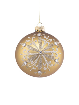 A set of 6 glass Christmas baubles with snowflakes.