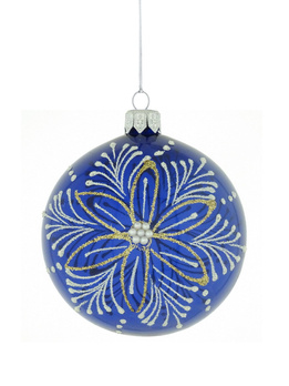 A set of 6 glass Christmas baubles with snowflakes.