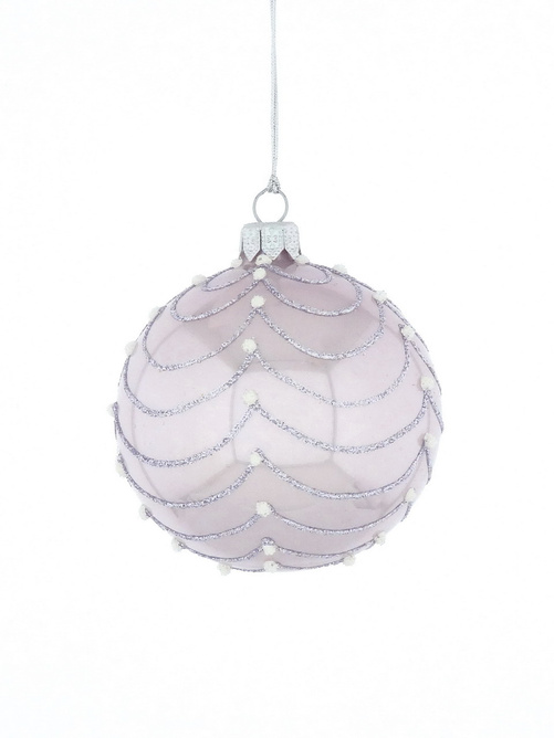 Set of 6 glass Christmas baubles in lavender color