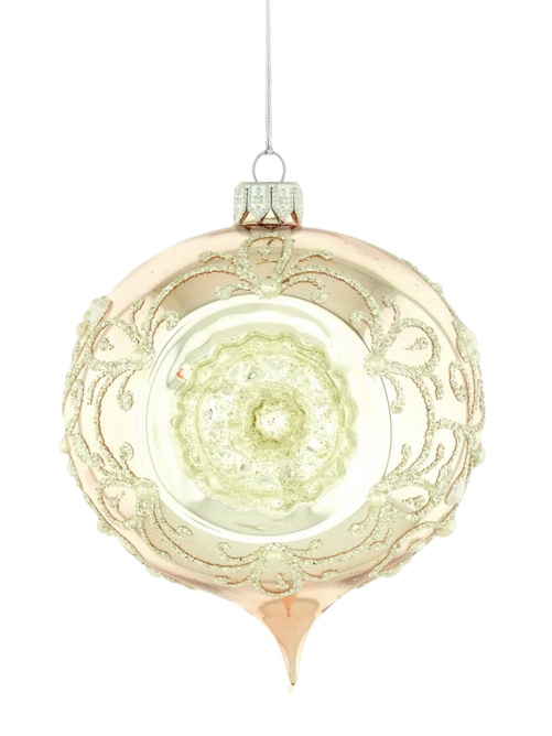 Set of 4 glass Christmas baubles - oval-shaped reflector
