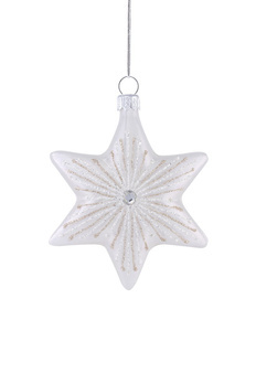 Set of 6 glass Christmas tree baubles - star
