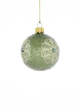 Set of 6 glass Christmas tree baubles with a flower motif