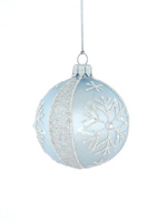 A set of 6 blue glass Christmas tree baubles with a snowflake motif