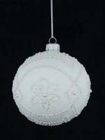 Set of 4 glass Christmas baubles in white