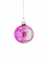 Set of 6 pink reflector-shaped Christmas tree baubles