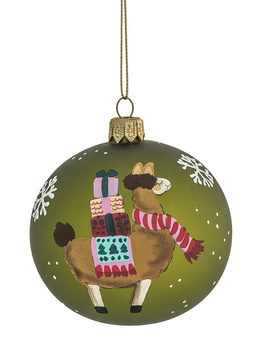 Glass Christmas bauble with  a llama