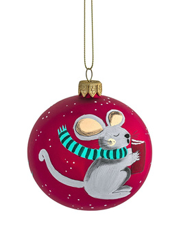 Glass Christmas bauble with a mouse and a kitten