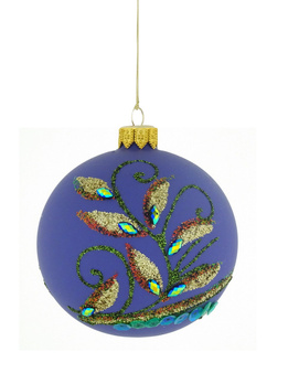 A set of 6 glass Christmas baubles with a branch motif.
