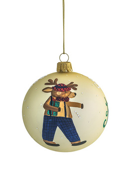 Glass Christmas bauble with a reindeer and a llama