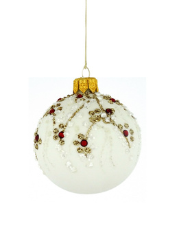 A set of 6 glass Christmas baubles with a branch motif.
