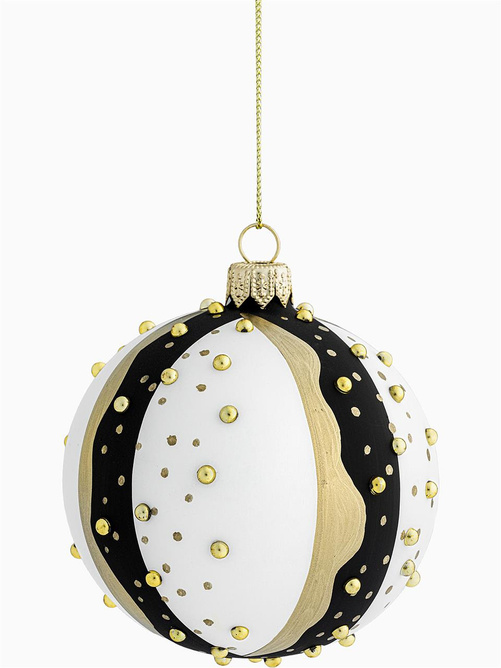 Set of 4 glass baubles with a striped motif.