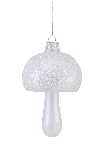 Set of 6 glass mushroom baubles