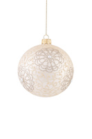 Set of 4 glass Christmas baubles with a glitter flower pattern and stones