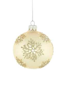 A set of 6 glass Christmas baubles with snowflakes.