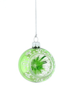  Set of 6 green reflector-shaped Christmas tree baubles