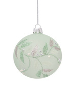 Set of 6 glass Christmas baubles with a glitter pattern and pearls