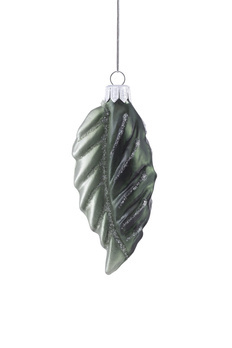 Set of 6 glass baubles - leaf