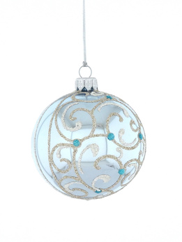 Set of 6 glass Christmas tree baubles in blue color