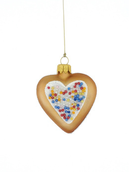 Set of 6 Christmas tree baubles in the shape of a gingerbread heart