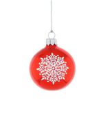  Set of 6 glass Christmas tree baubles with a snowflake motif