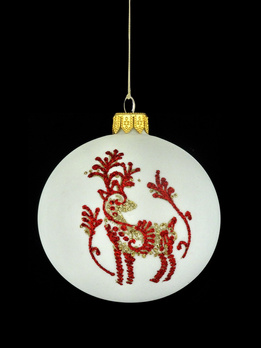 A set of 6 glass Christmas baubles with a deer motif.