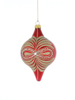 Set of 6 glass Christmas baubles in the shape of a spinning top