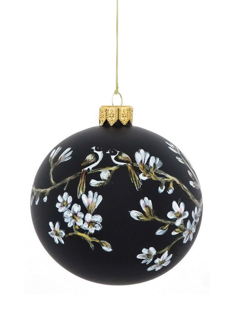 Set of 6 glass Christmas ornaments with a branch motif