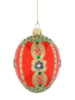 Zestaw 6 szklanych bombek choinkowych w kształcie jajka Faberge 