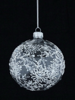  Set of 4 glass Christmas baubles with a glitter pattern and stones