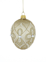 Set of 6 glass Christmas baubles in the shape of a Faberge egg
