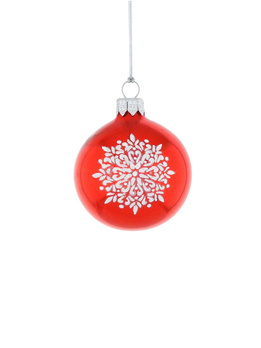 Set of 6 glass Christmas tree baubles with a snowflake motif